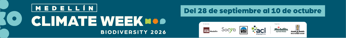 banner publicitario del evento Climate Week que se realiza en Medellín entre el 28 de septiembre y el 10 de octubre de 2026.