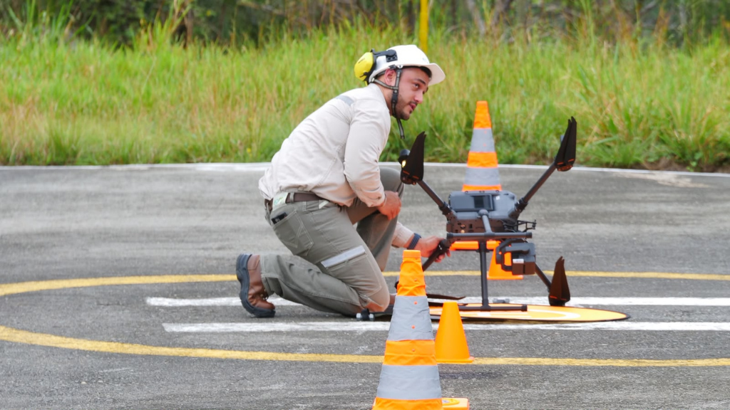 Piloto de EPM prepara un dron utilizado para inspeccionar infraestructura