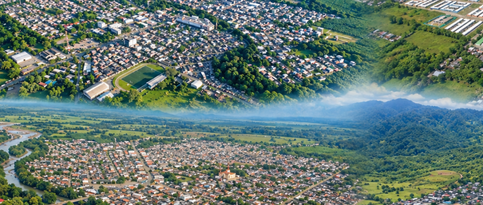 Vista aérea de Apartadó, Carepa, Chigorodó y Mutatá, municipios que participarían en la consulta sobre el Área Metropolitana de Urabá.