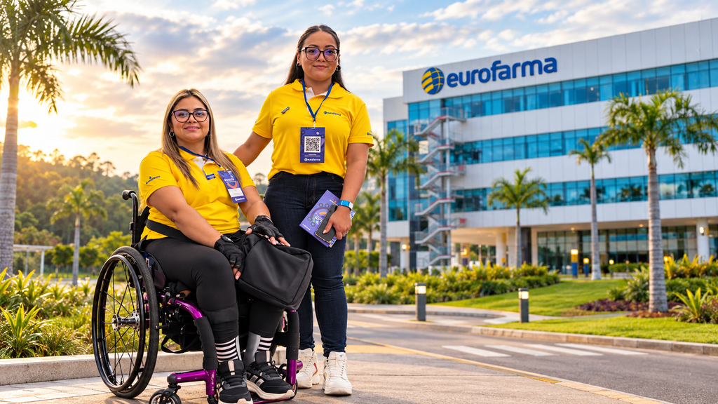 Colaboradoras de Eurofarma durante una actividad de EuroJuntos, programa de inclusión laboral para personas con discapacidad
