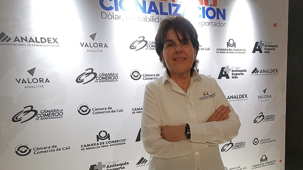 Lina Vélez de Nicholls, presidenta ejecutiva de la Cámara de Comercio de Medellín para Antioquia, durante el foro Internacionalización 360°.